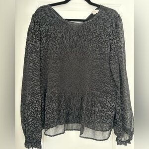 LOFT black polka dot peplum blouse